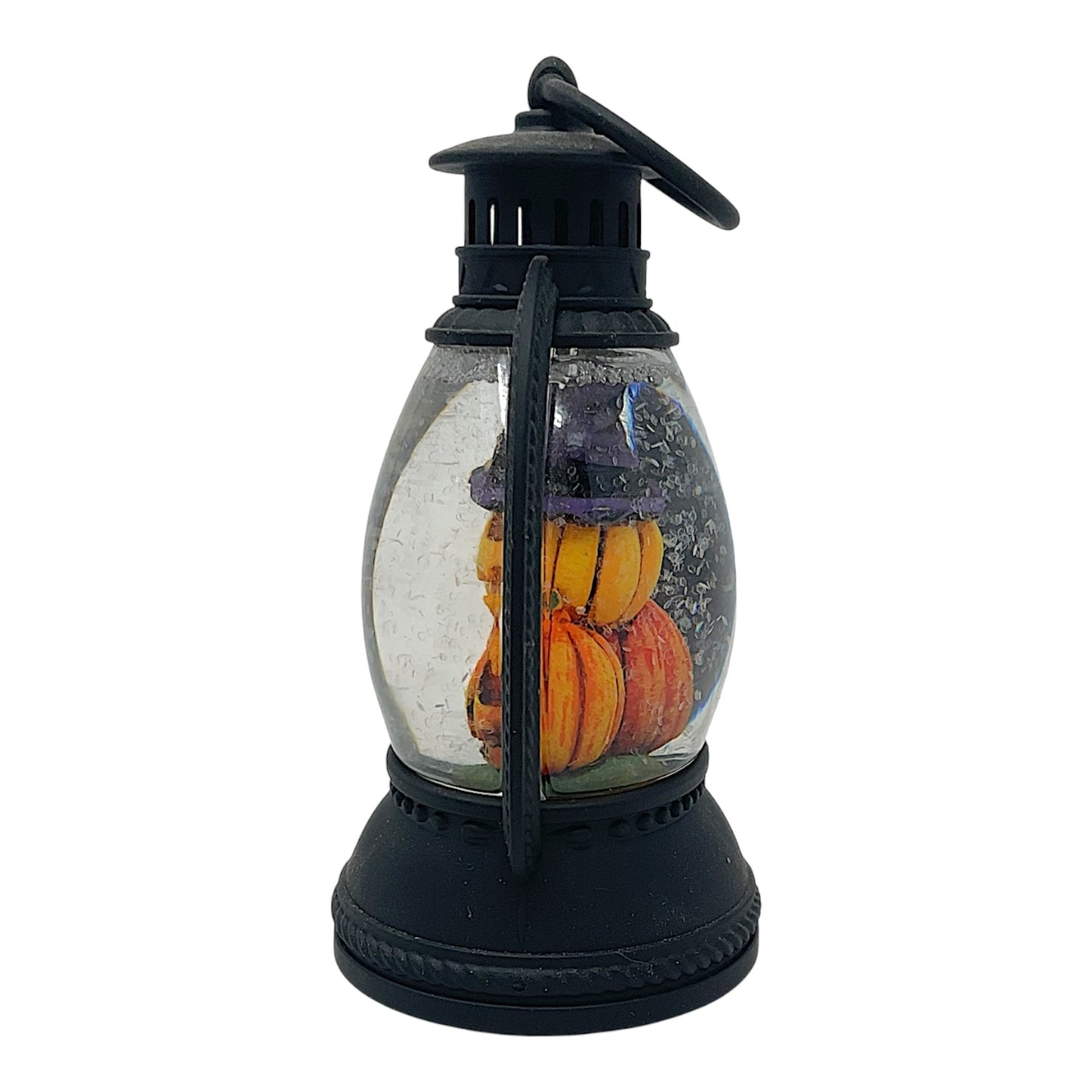 Roman Lighted Stacked Orange Pumpkins Mini Halloween Snowdome Battery Operated 5 Inch