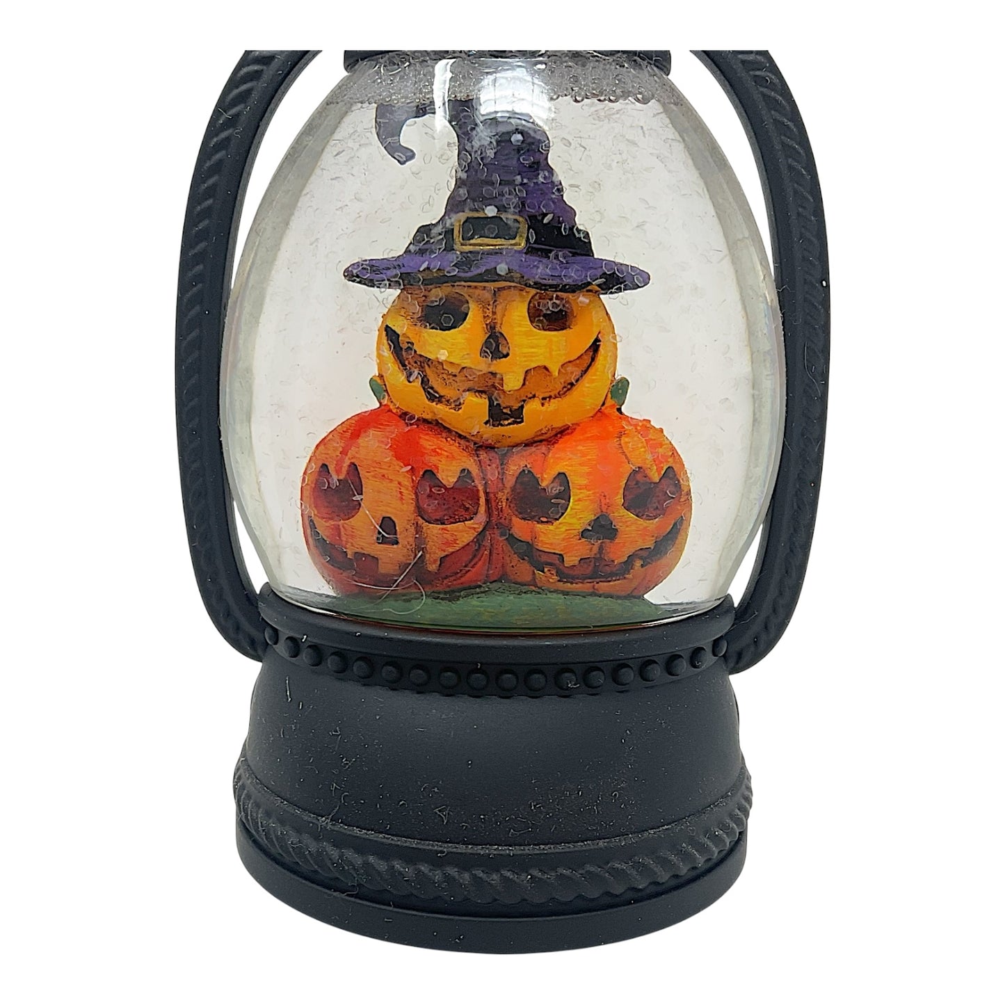 Roman Lighted Stacked Orange Pumpkins Mini Halloween Snowdome Battery Operated 5 Inch