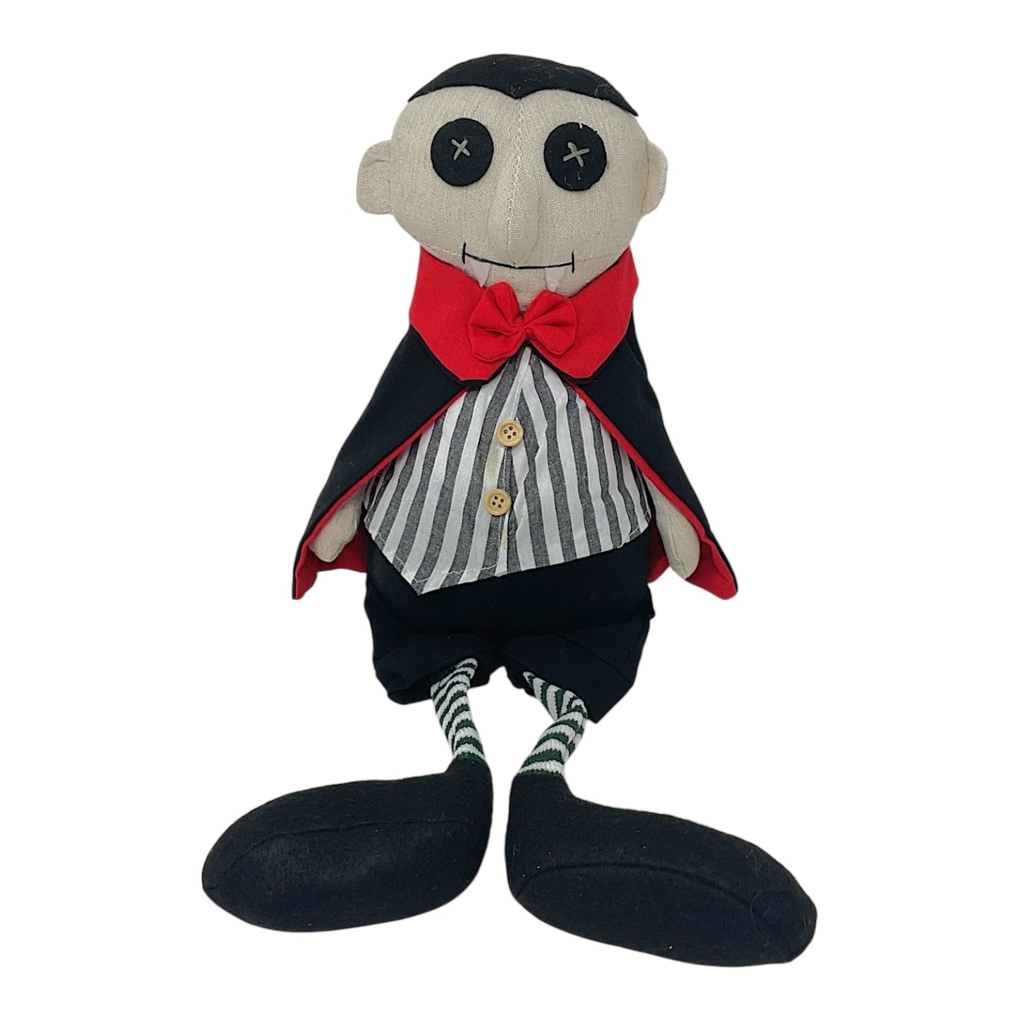 Delton 18 inch Dangle Leg Dracula Vampire with Cape Halloween Sitting Stuffed Doll Decoration