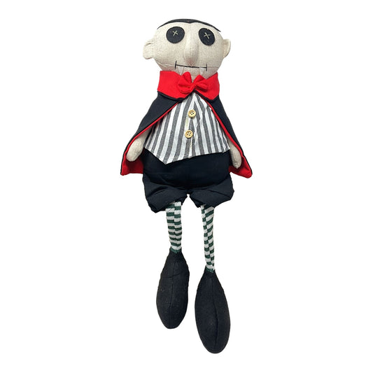 Delton 18 inch Dangle Leg Dracula Vampire with Cape Halloween Sitting Stuffed Doll Decoration