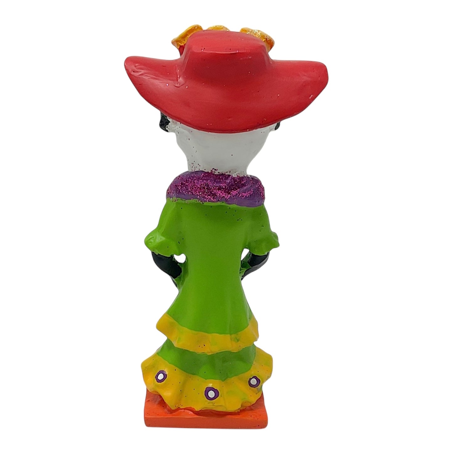 Female Skeleton Mariachi Band Dancer in Green Dress Day of the Dead Resin Figurine 4.75 Inch