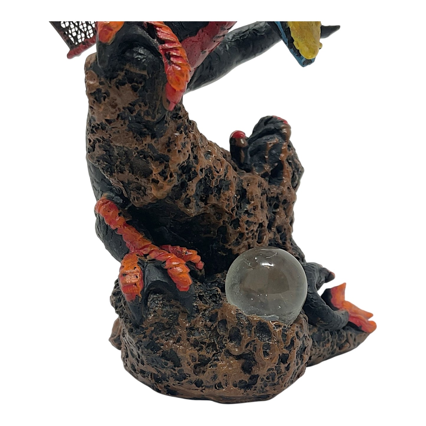 Pacific Giftware Black and Red Pterosaur Dragon with Metal Wings Resin Figurine 5.75 x 6.5 inch