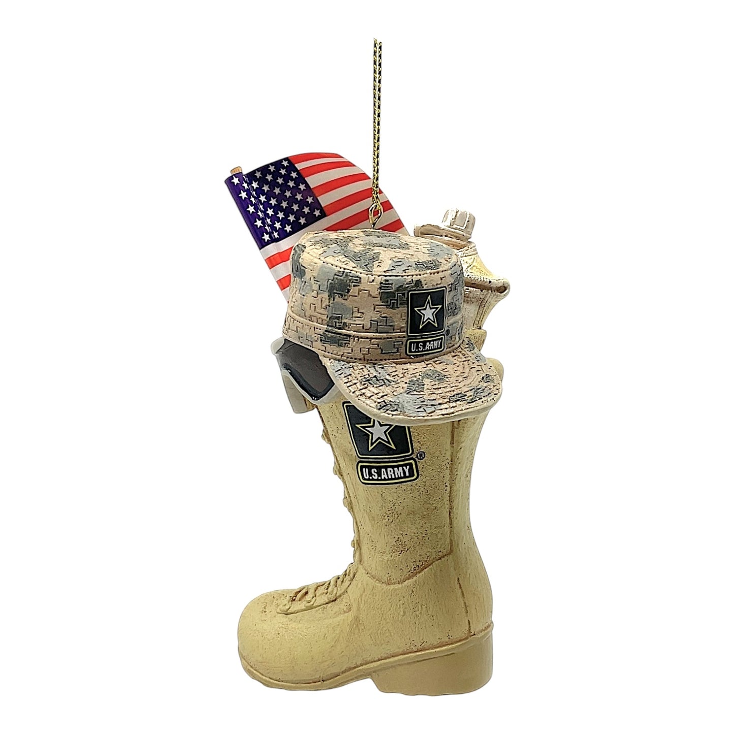 Kurt Adler US Army Boot with USA American Flag and Icons Resin Christmas Tree Ornament 4.75 inch