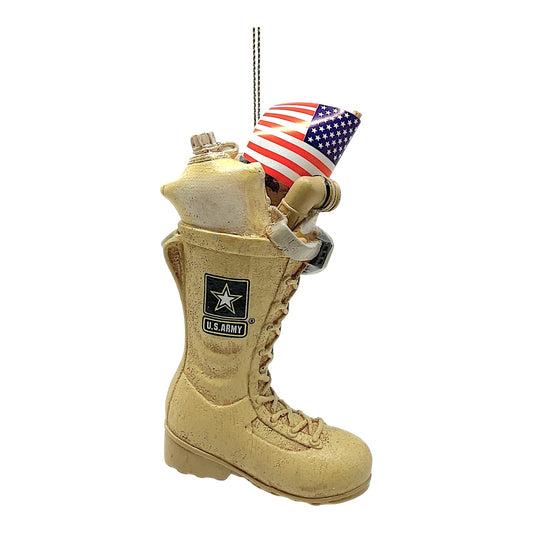 Kurt Adler US Army Boot with USA American Flag and Icons Resin Christmas Tree Ornament 4.75 inch