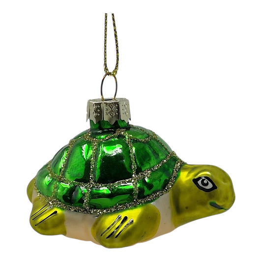 Beachcombers Green Sea Turtle Blown Glass Christmas Tree Ornament 2.5 inch