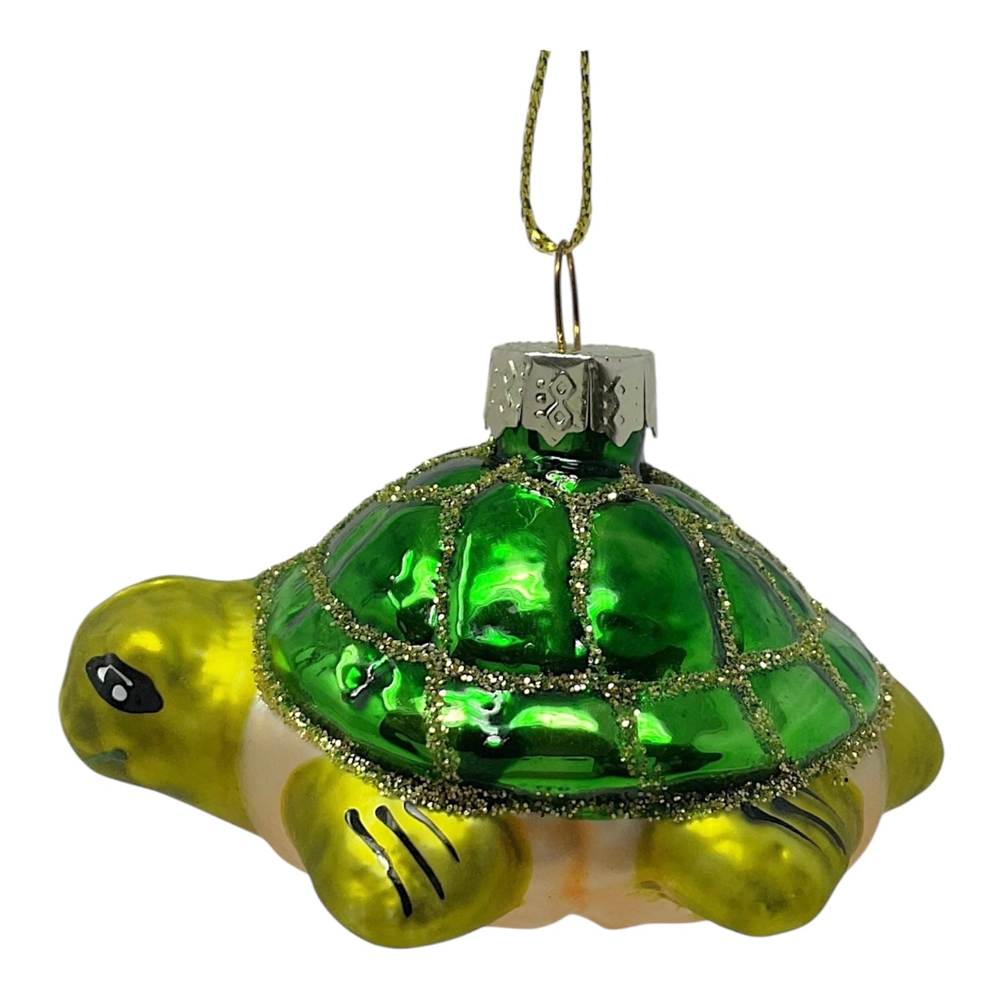 Beachcombers Green Sea Turtle Blown Glass Christmas Tree Ornament 2.5 inch