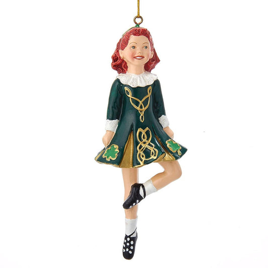 Kurt Adler Step Irish Dancer Girl in Green Dress Resin Christmas Tree Ornament 6 inch