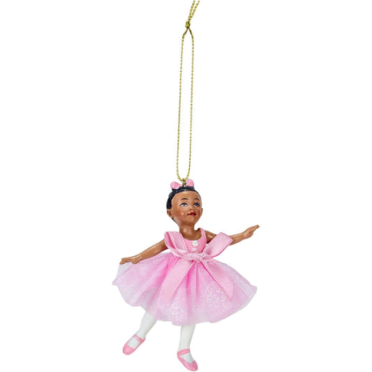 Kurt Adler African American Little Ballerina Dancer Resin Christmas Tree Ornament 3.25 inch
