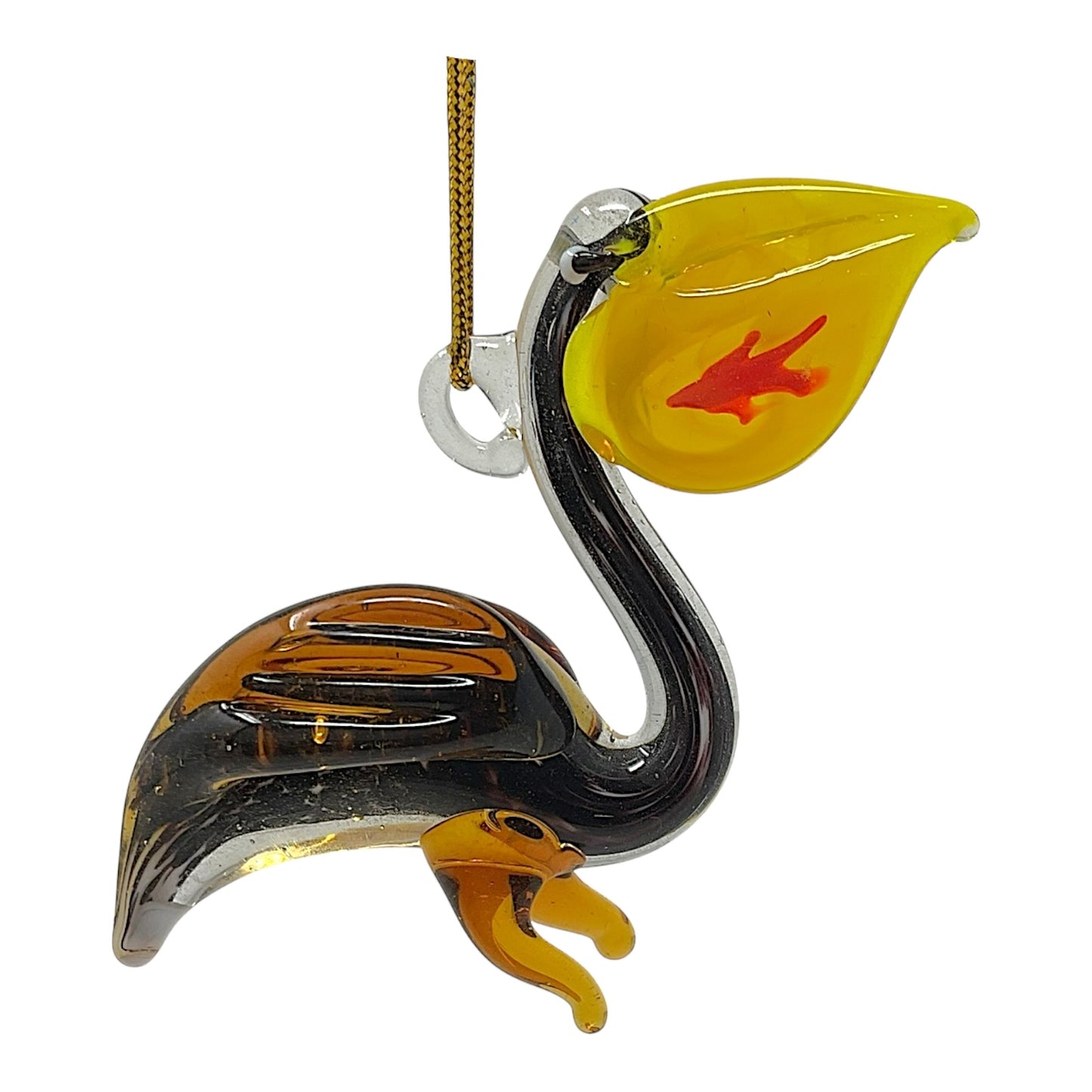 Beachcombers Pelican with Fish In Bill Glass Christmas Tree Ornament 2.8 inch