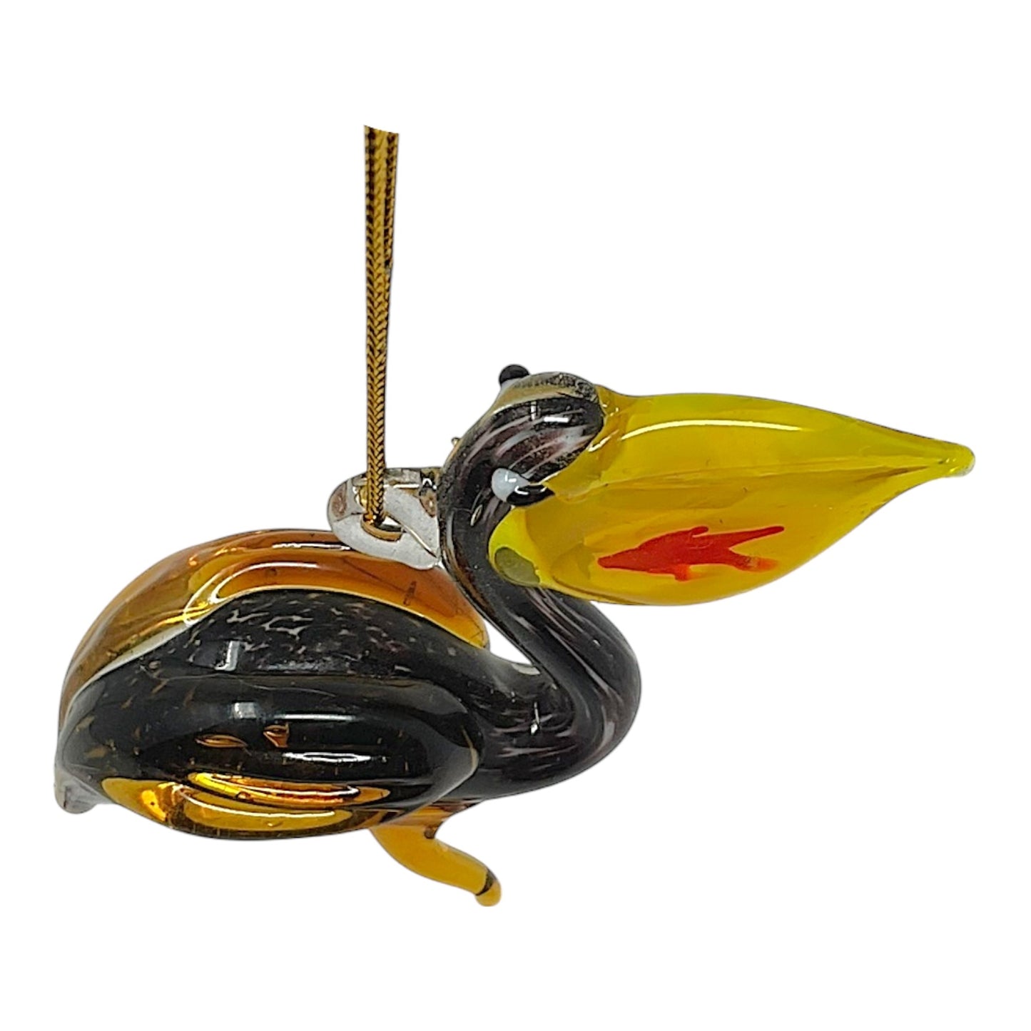 Beachcombers Pelican with Fish In Bill Glass Christmas Tree Ornament 2.8 inch