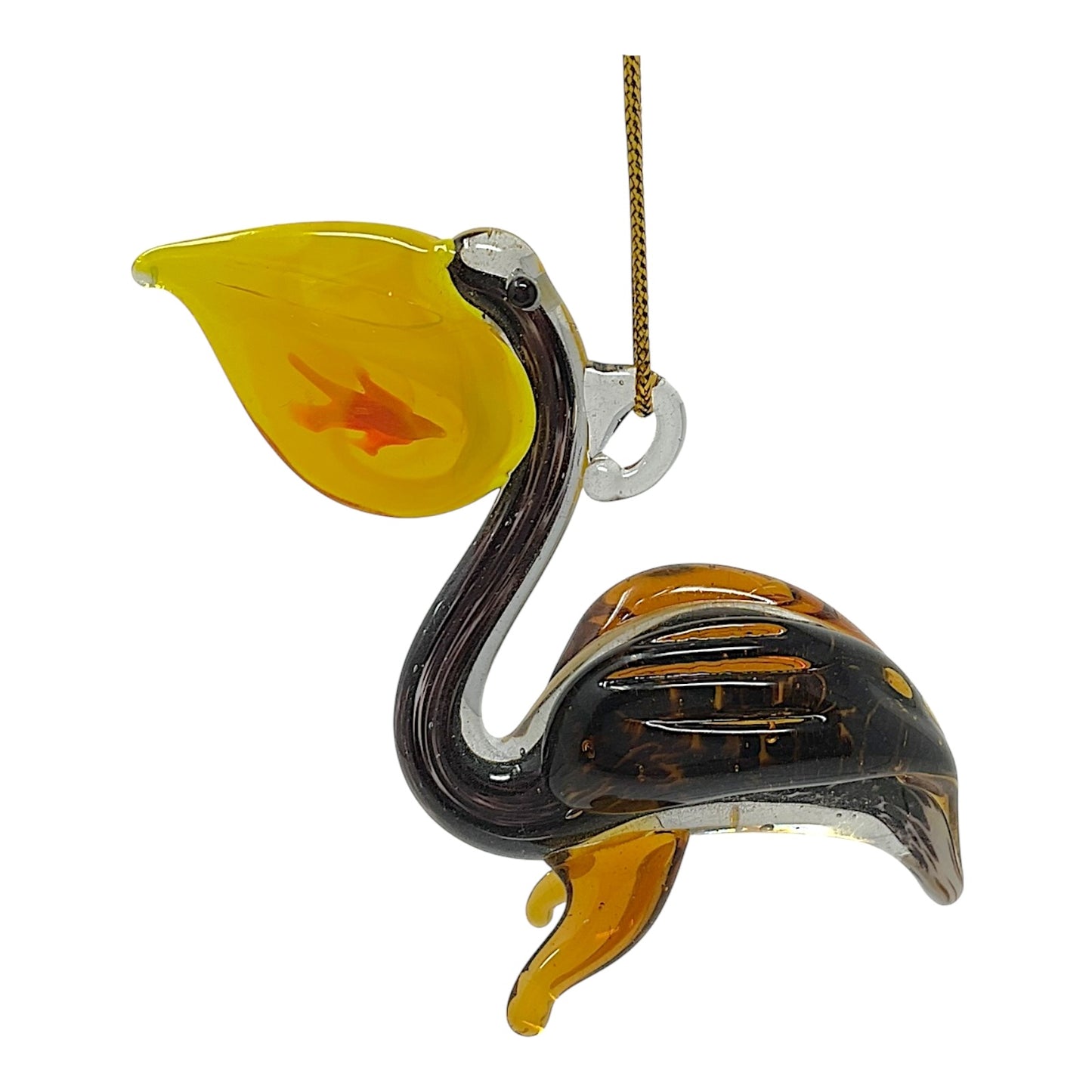 Beachcombers Pelican with Fish In Bill Glass Christmas Tree Ornament 2.8 inch