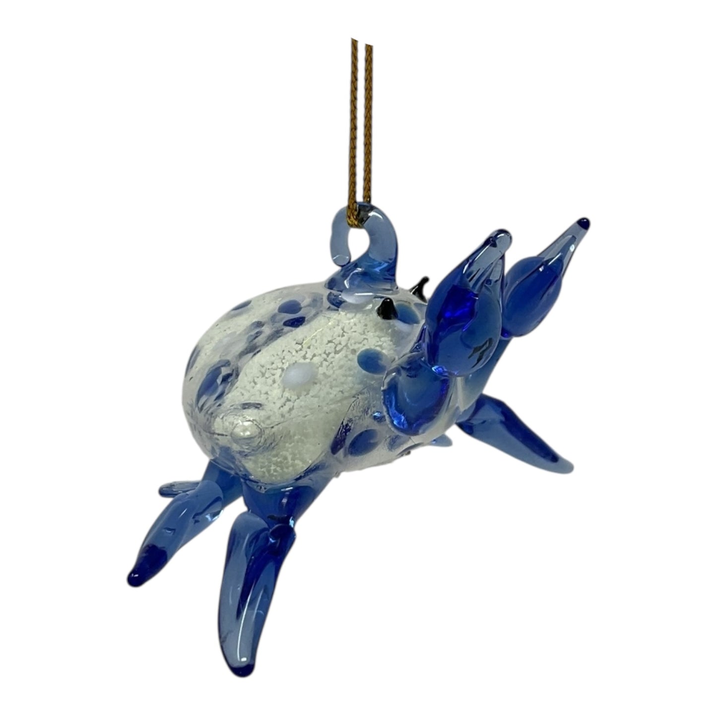 Beachcombers Coastal Blue Crab Glowing Glow in the Dark Glass Christmas Tree Ornament 3.5 inch
