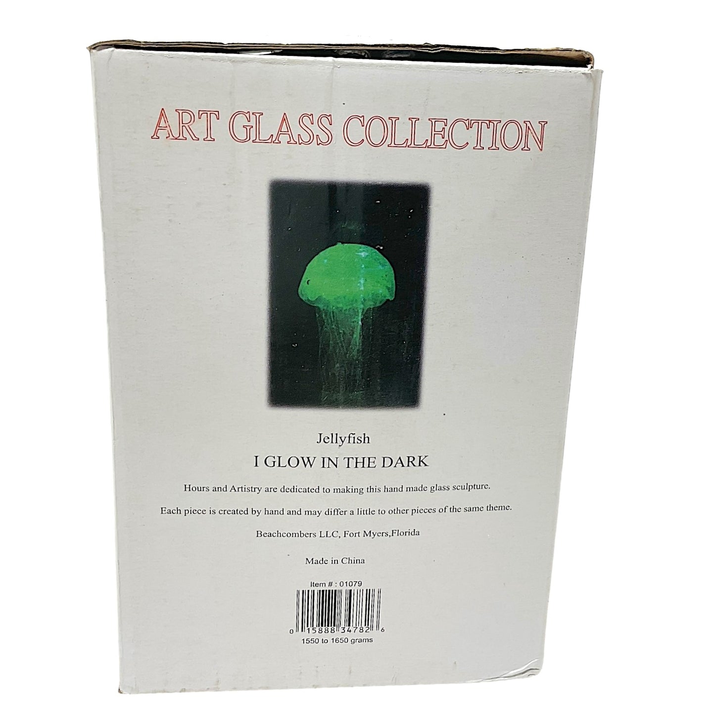 Beachcombers Clear White Glow in the Dark Glass Jellyfish Paperweight Decoration 5.5 Inch Tall