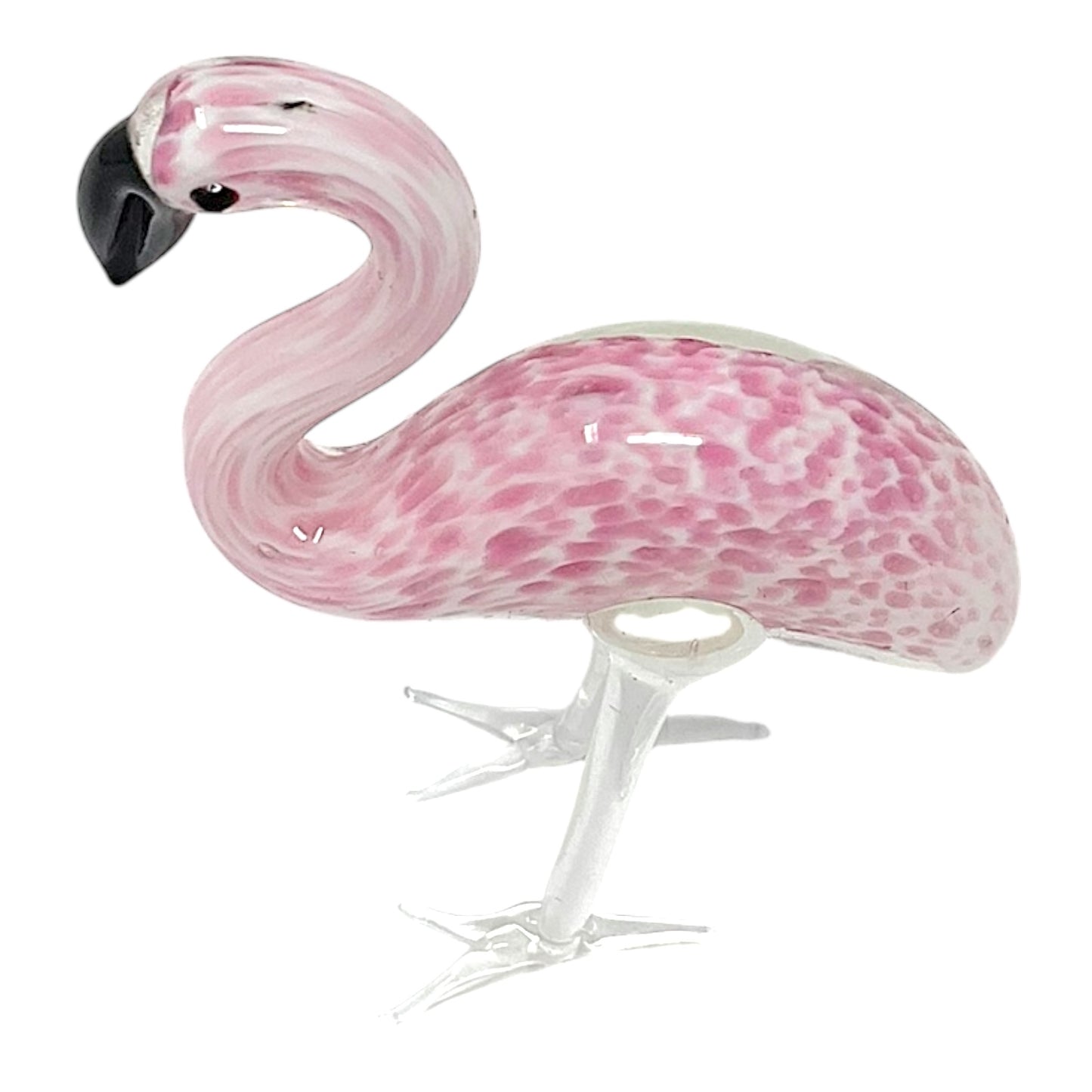 Beachcombers Glass Art Speckled Flamingo Small Petite Mini Glass Figurine 3.25 inch
