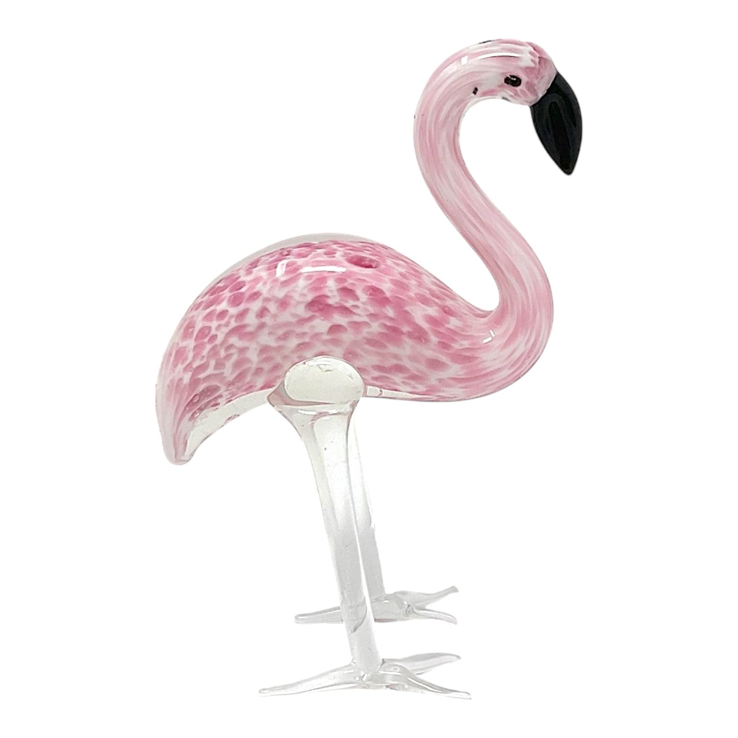 Beachcombers Glass Art Speckled Flamingo Small Petite Mini Glass Figurine 3.25 inch