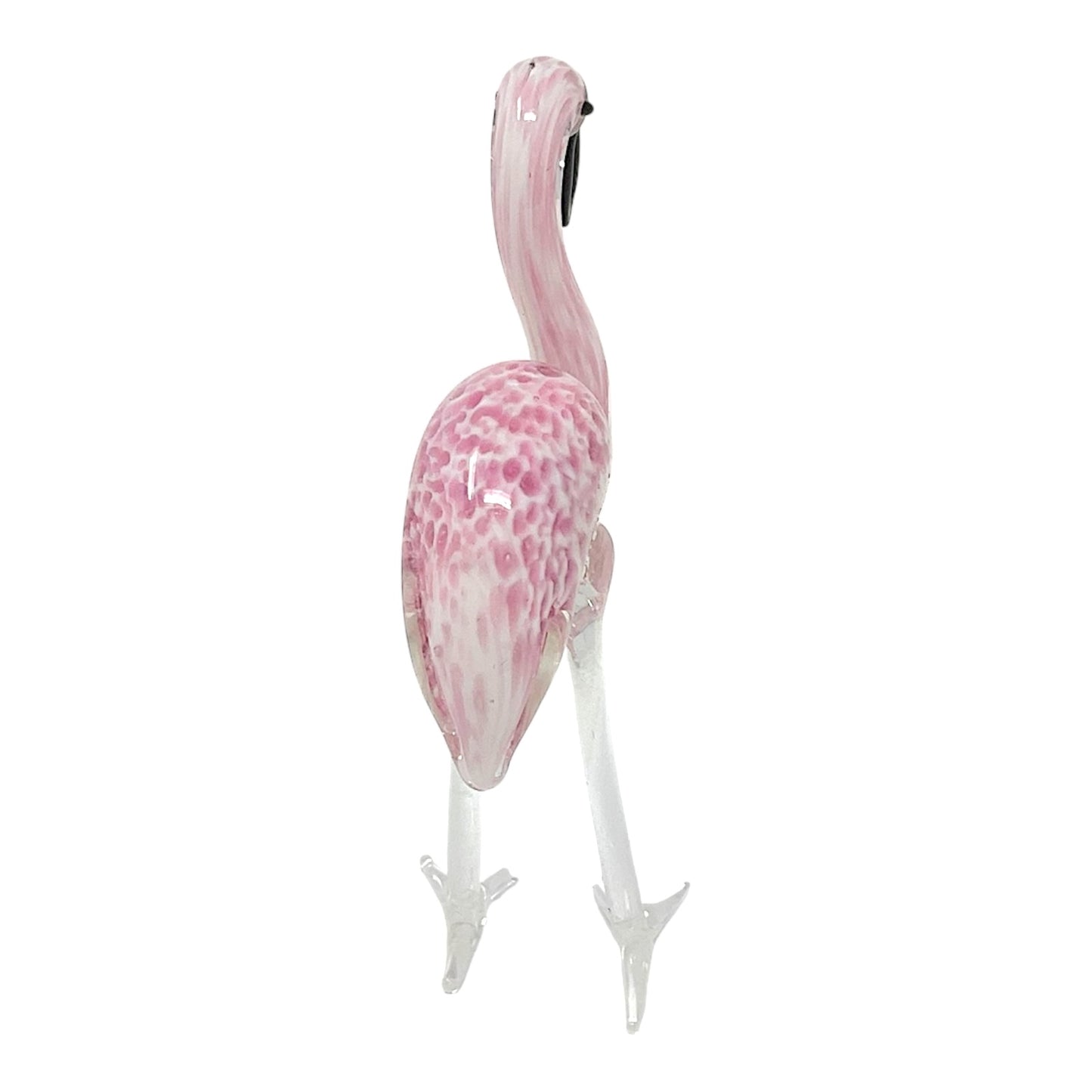 Beachcombers Glass Art Speckled Flamingo Small Petite Mini Glass Figurine 3.25 inch
