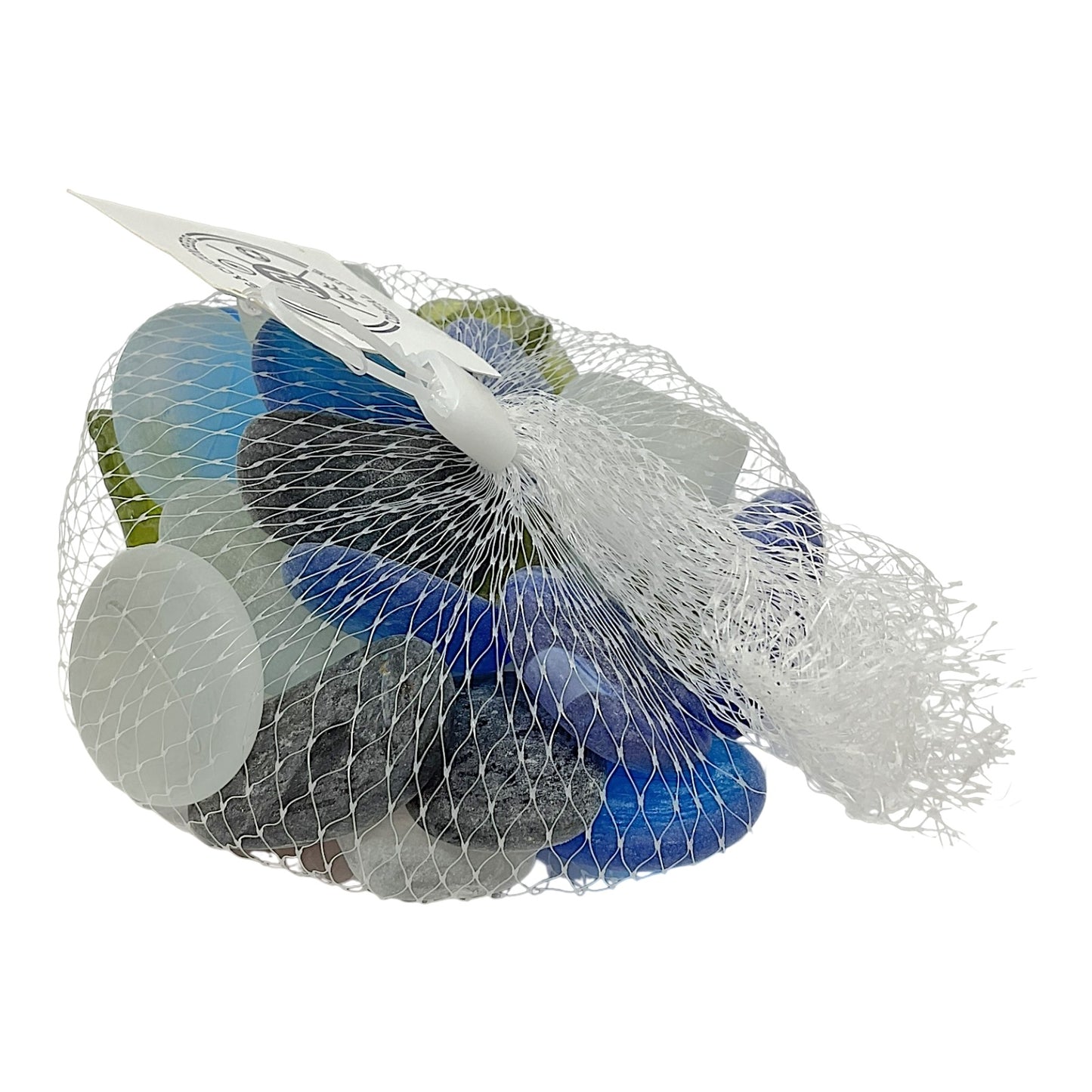 Beachcombers Bag of Imitation Frosted Sea Glass Blue Green White Coastal Tropical Beach Decoration