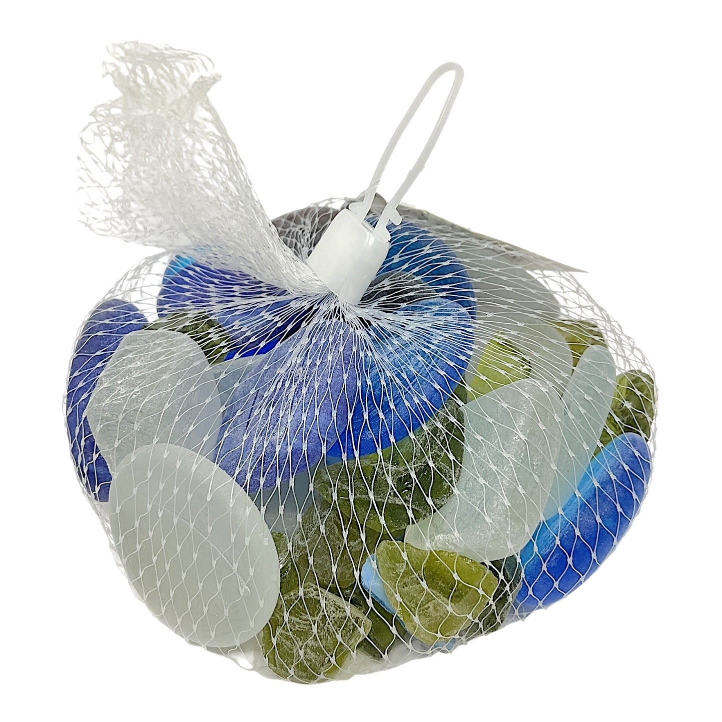 Beachcombers Bag of Imitation Frosted Sea Glass Blue Green White Coastal Tropical Beach Decoration
