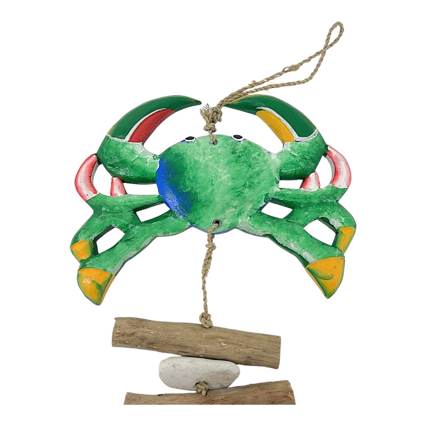 Beachcombers Crab with Seashell Coastal Beach Strand With Driftwood and Stone Mobile 41 Inches Long