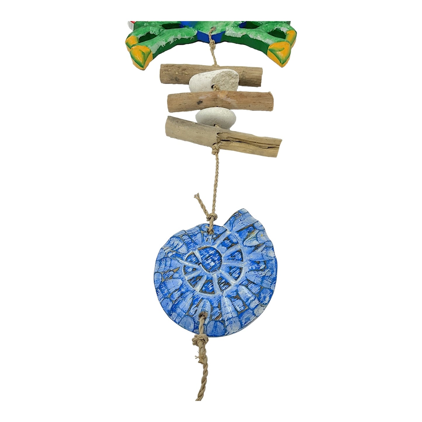 Beachcombers Crab with Seashell Coastal Beach Strand With Driftwood and Stone Mobile 41 Inches Long