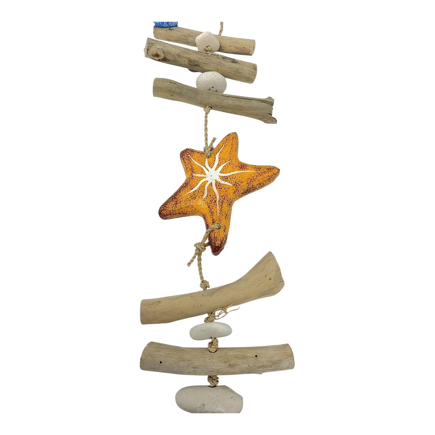 Beachcombers Crab with Seashell Coastal Beach Strand With Driftwood and Stone Mobile 41 Inches Long