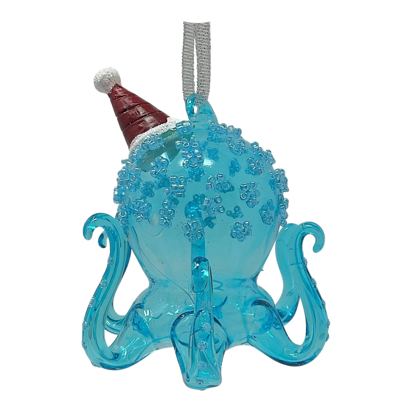 Beachcombers Clear Blue Holiday Oggy Octopus Glass Christmas Tree Ornament 3.5 Inch