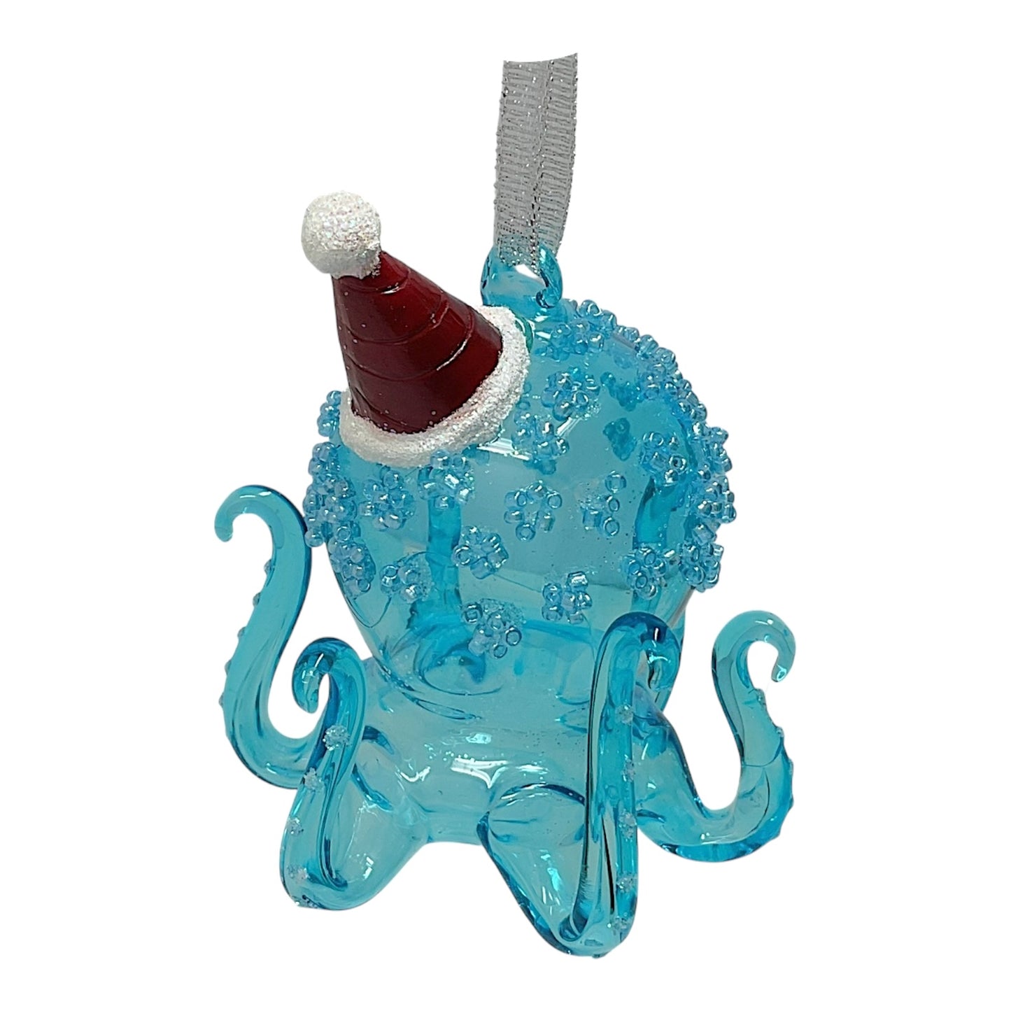 Beachcombers Clear Blue Holiday Oggy Octopus Glass Christmas Tree Ornament 3.5 Inch