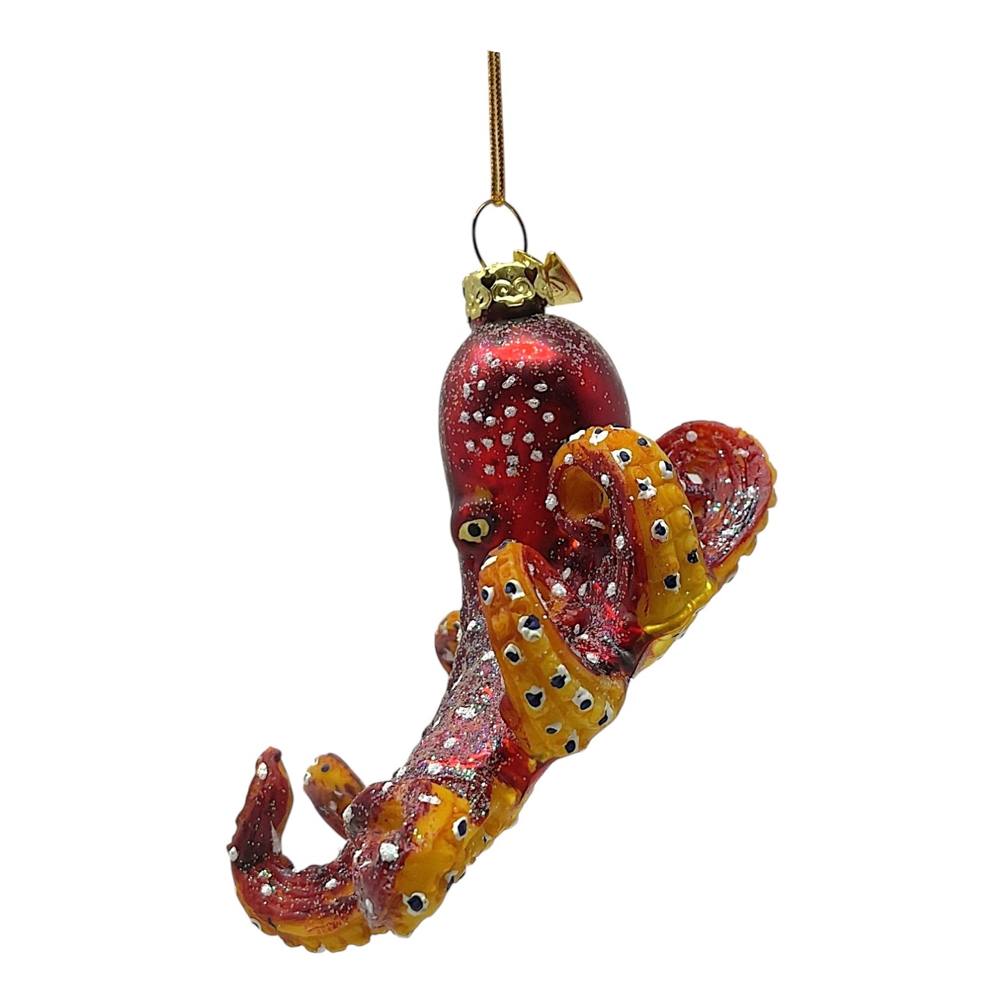 Kurt Adler Noble Gems Red Octopus Glass Christmas Tree Ornament 4 inch