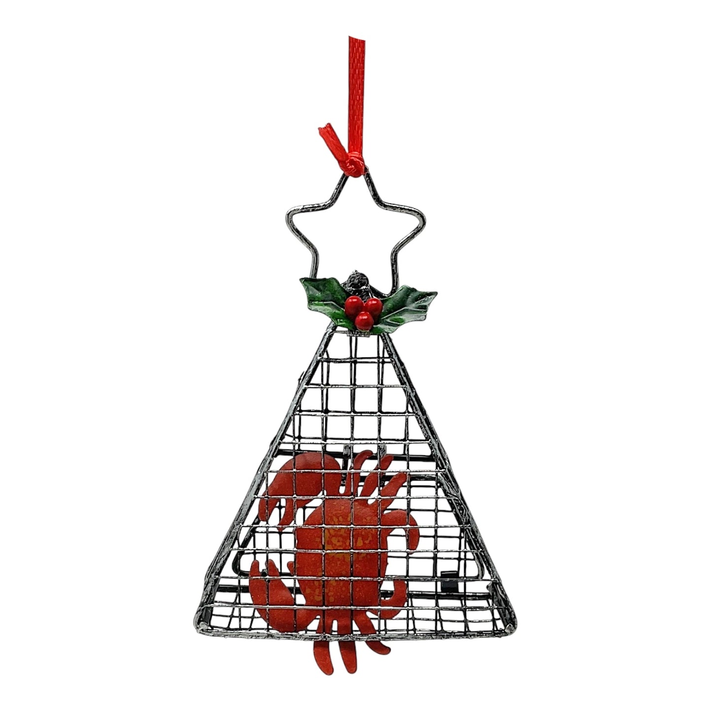 Kurt Adler Cage Trap with Red Crab Metal Christmas Tree Ornament 4 inch