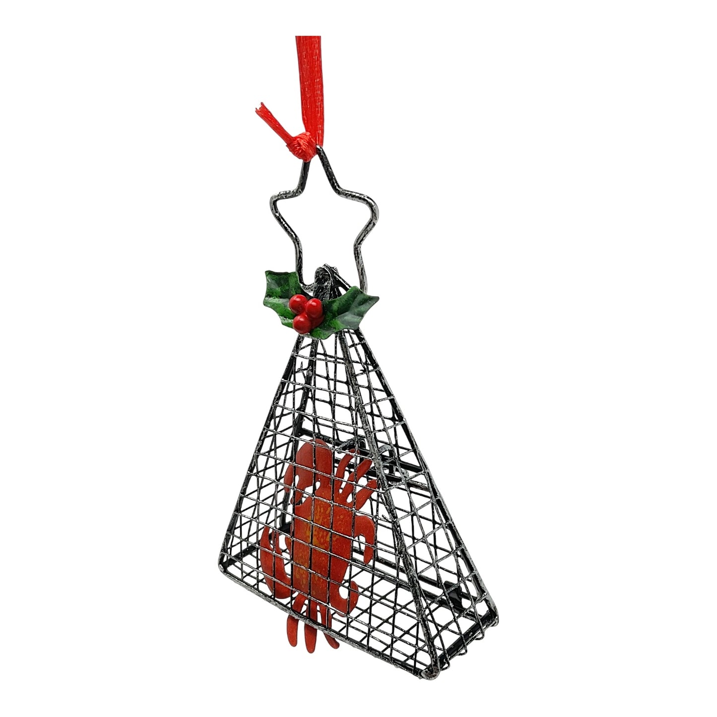 Kurt Adler Cage Trap with Red Crab Metal Christmas Tree Ornament 4 inch