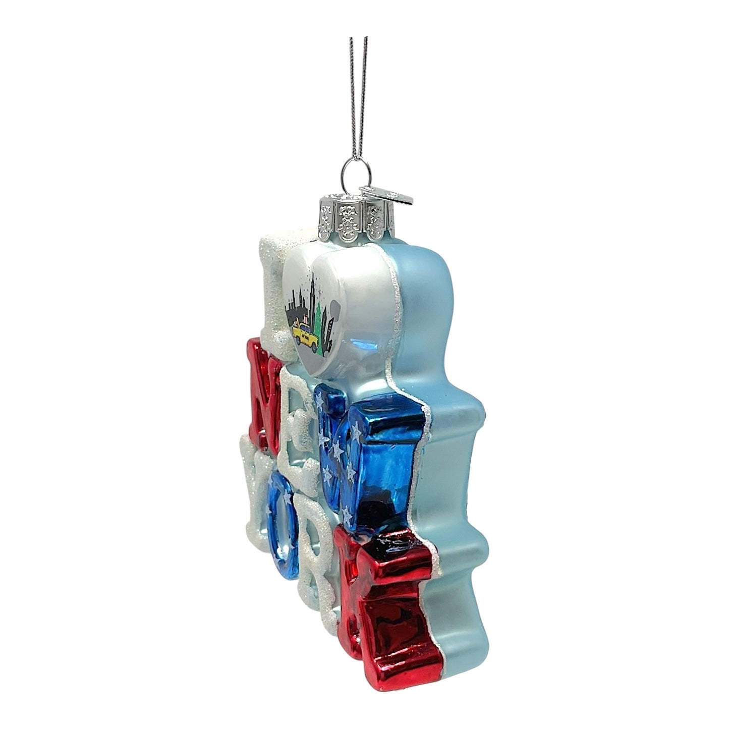 Kurt Adler Noble Gems I Love New York Glass Christmas Tree Ornament 3.75 inch