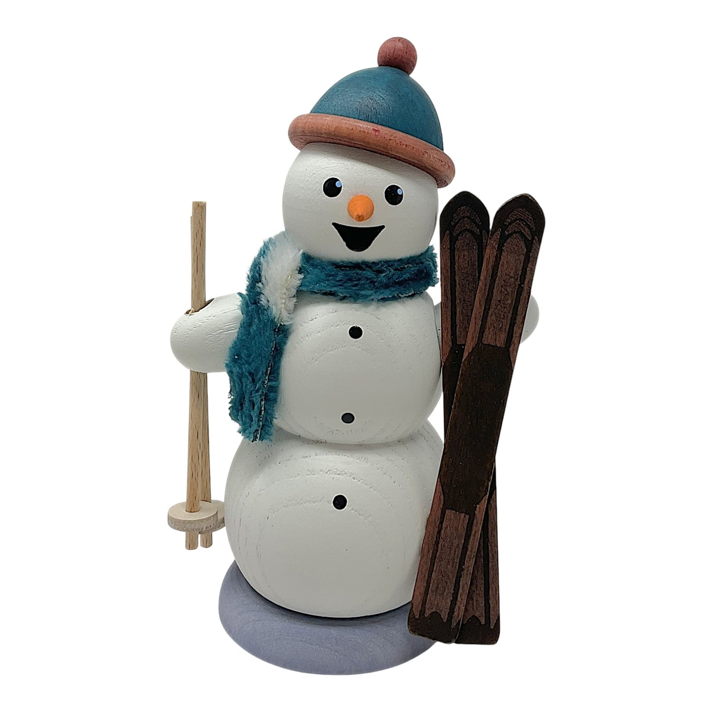 Pinnacle Peak Trading German Wood Snowman with Skis Incense Burner Christmas Smoker 5.5 Inch