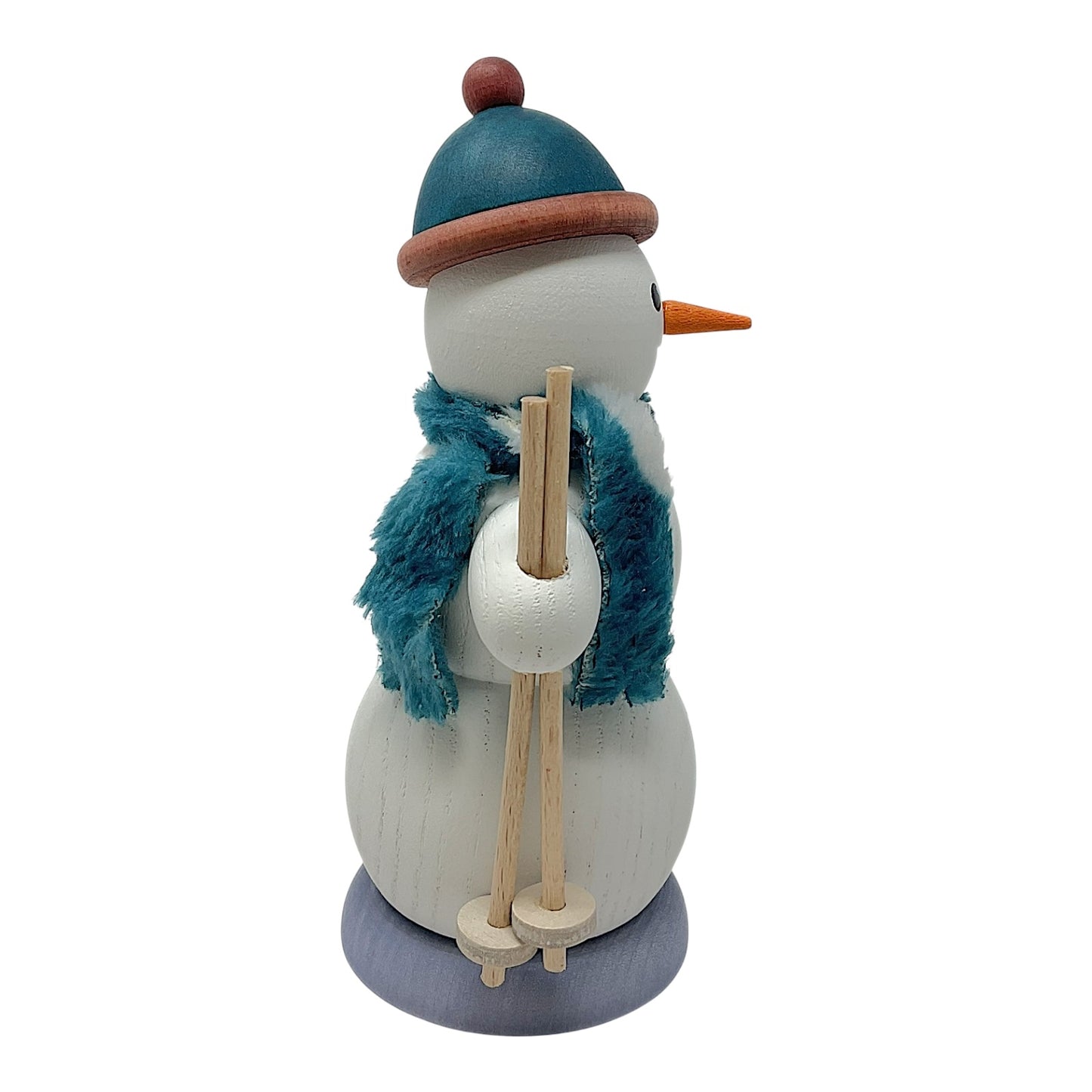 Pinnacle Peak Trading German Wood Snowman with Skis Incense Burner Christmas Smoker 5.5 Inch