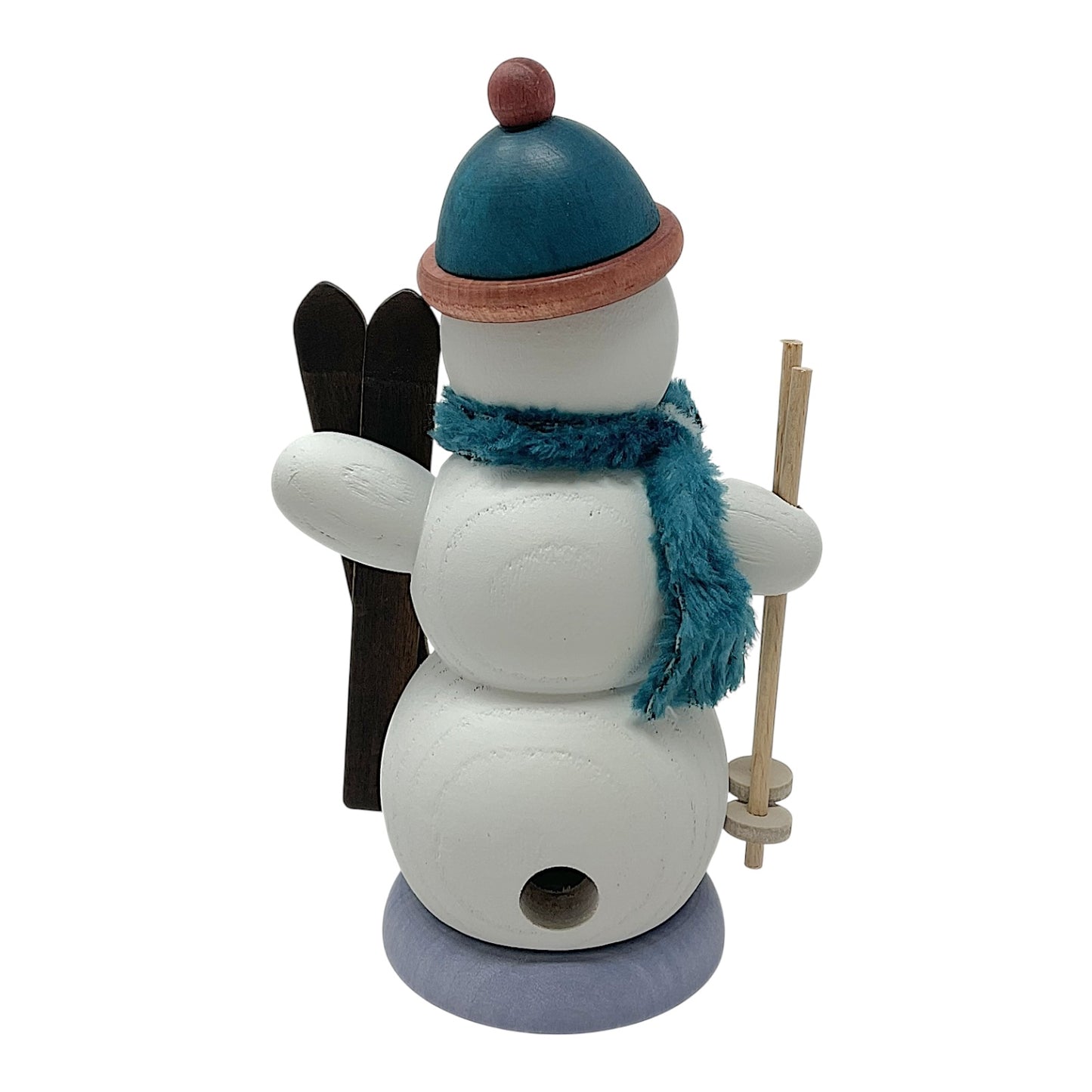 Pinnacle Peak Trading German Wood Snowman with Skis Incense Burner Christmas Smoker 5.5 Inch