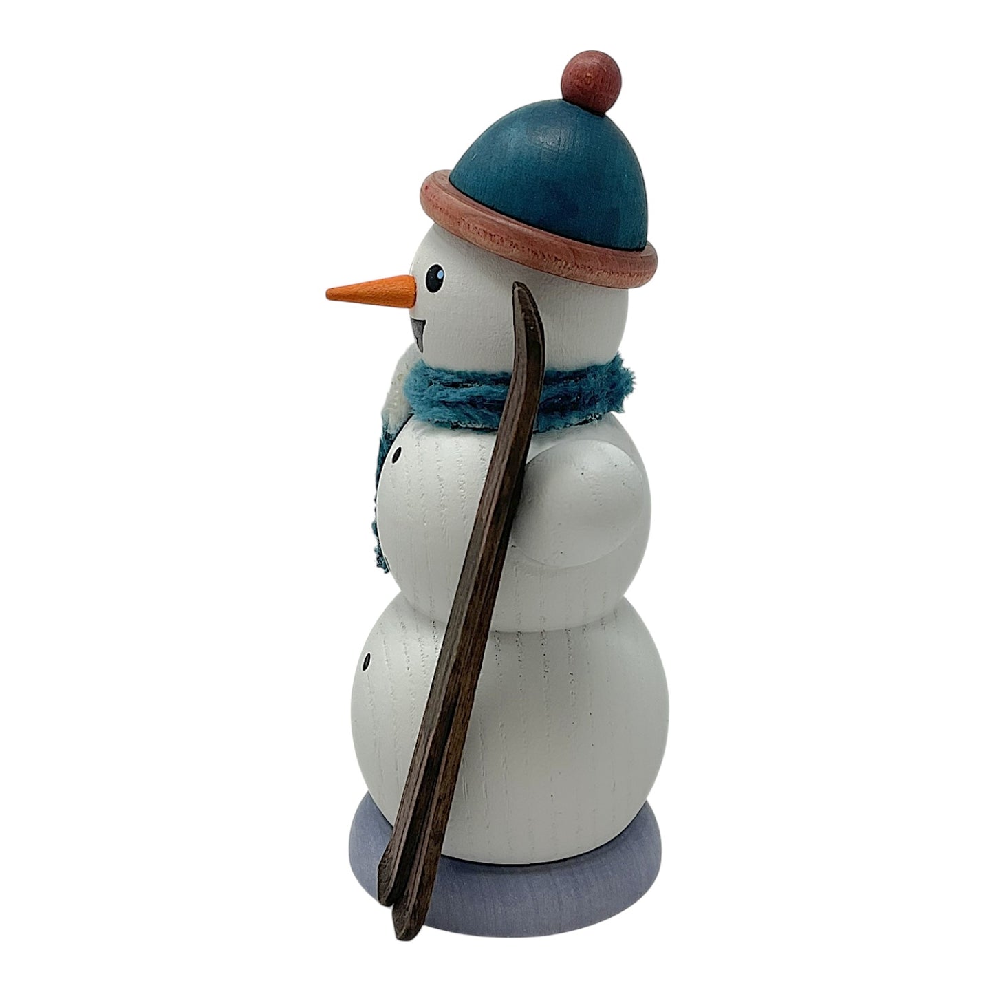 Pinnacle Peak Trading German Wood Snowman with Skis Incense Burner Christmas Smoker 5.5 Inch