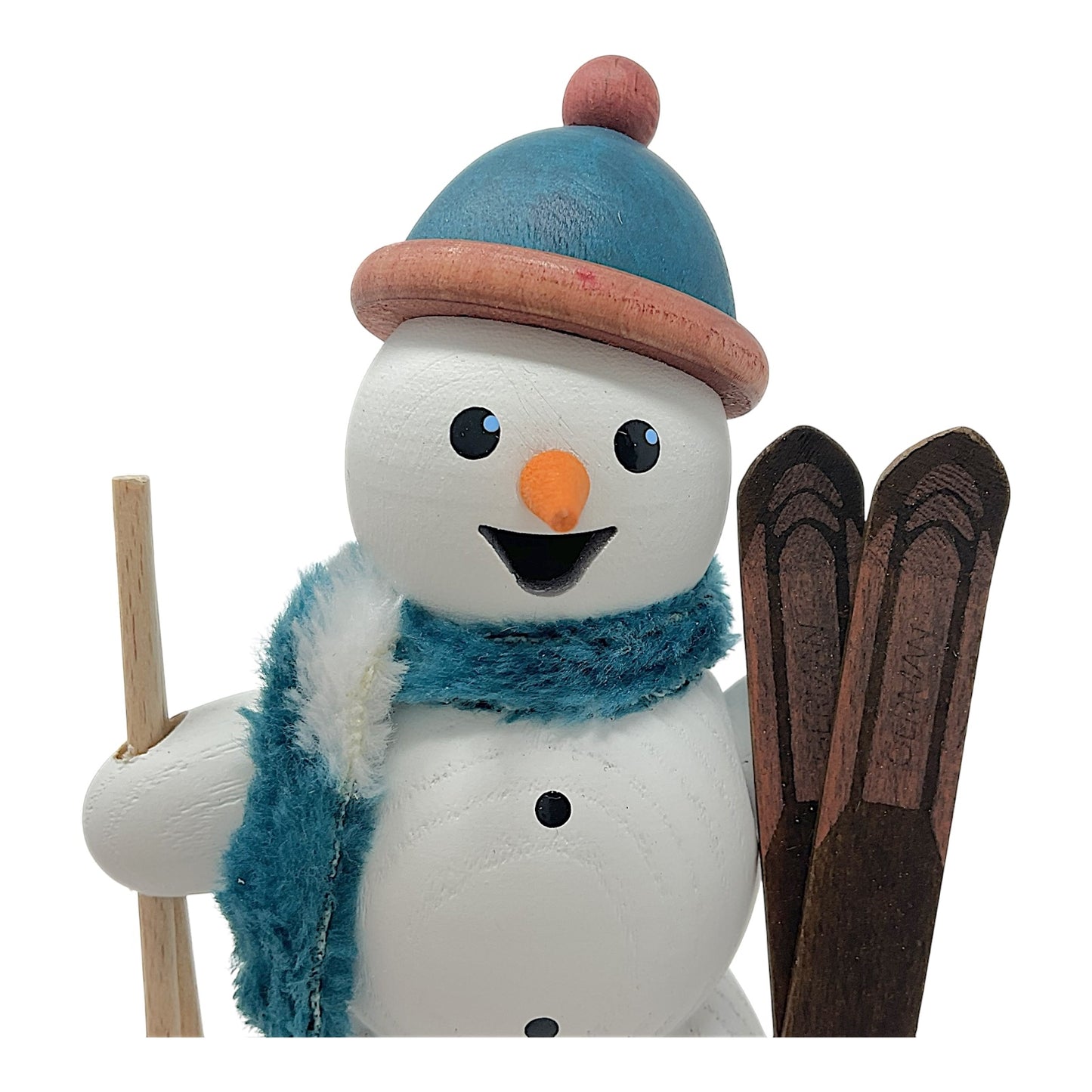 Pinnacle Peak Trading German Wood Snowman with Skis Incense Burner Christmas Smoker 5.5 Inch