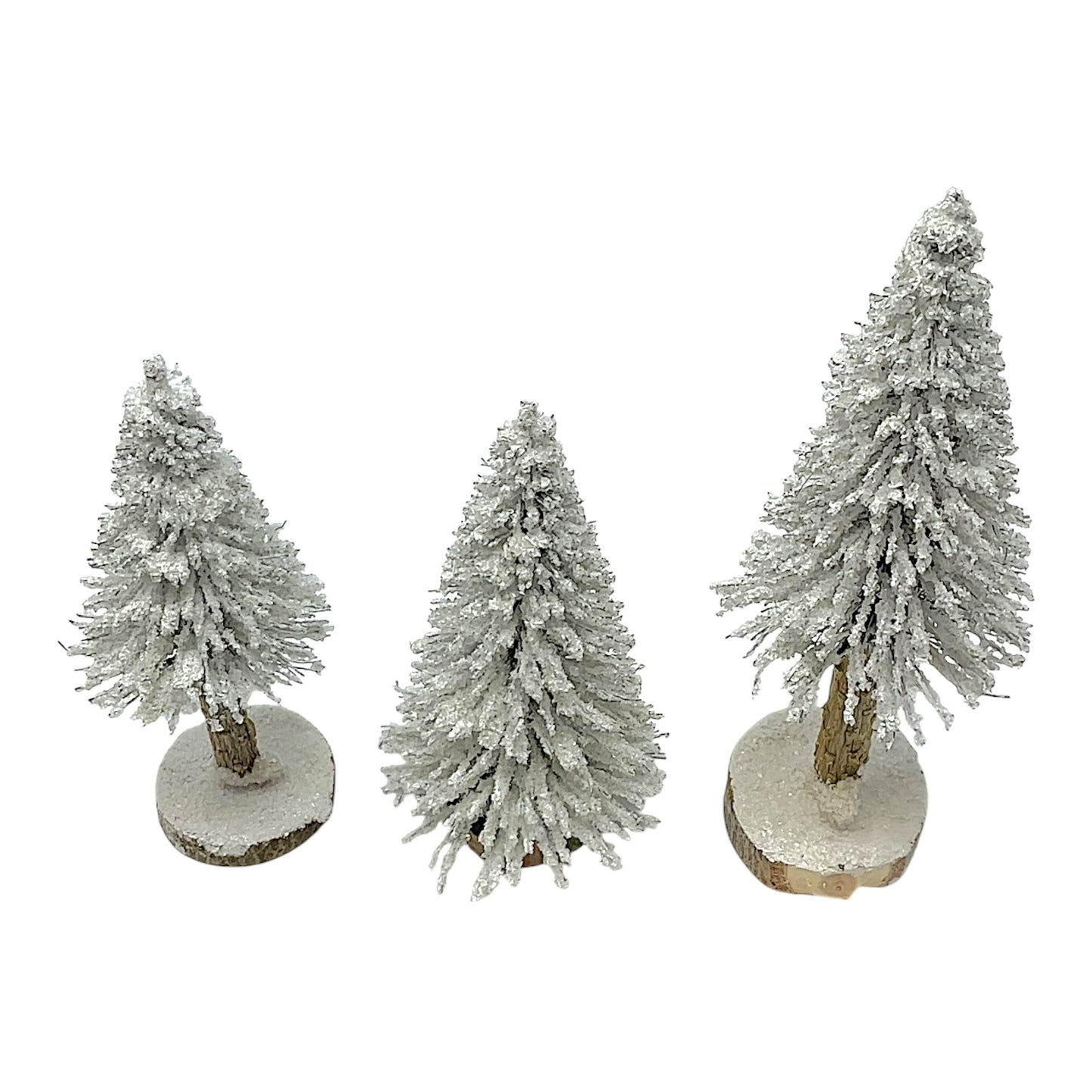 Pinnacle Peak Trading Realistic Snow Covered Christmas Trees German Wood Figurines Set of 3 Germany