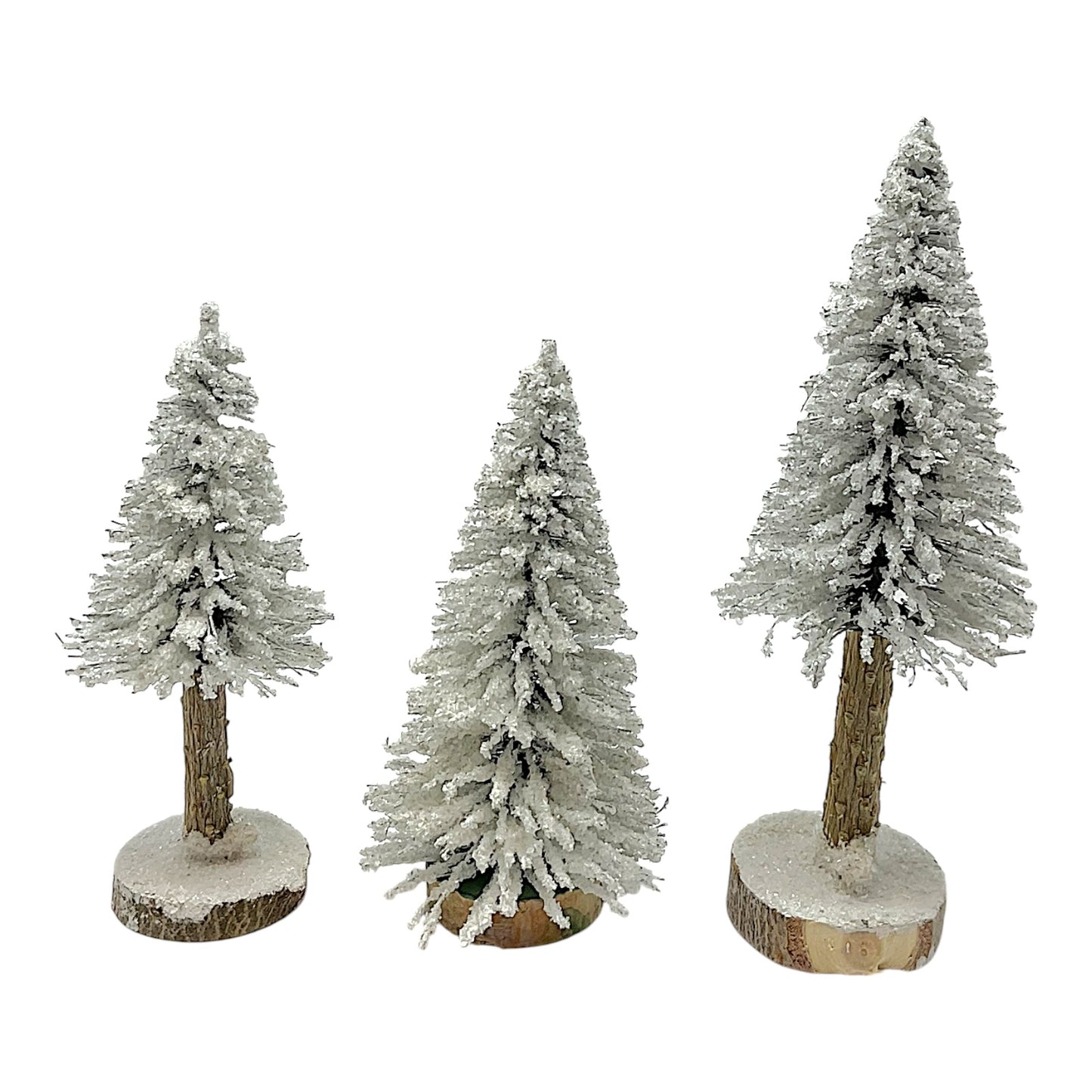 Pinnacle Peak Trading Realistic Snow Covered Christmas Trees German Wood Figurines Set of 3 Germany