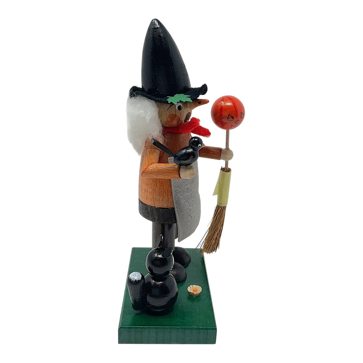 Pinnacle Peak Trading German Wood Mini Smoker Halloween Witch with Cat Incense Smoker Burner 6 Inch