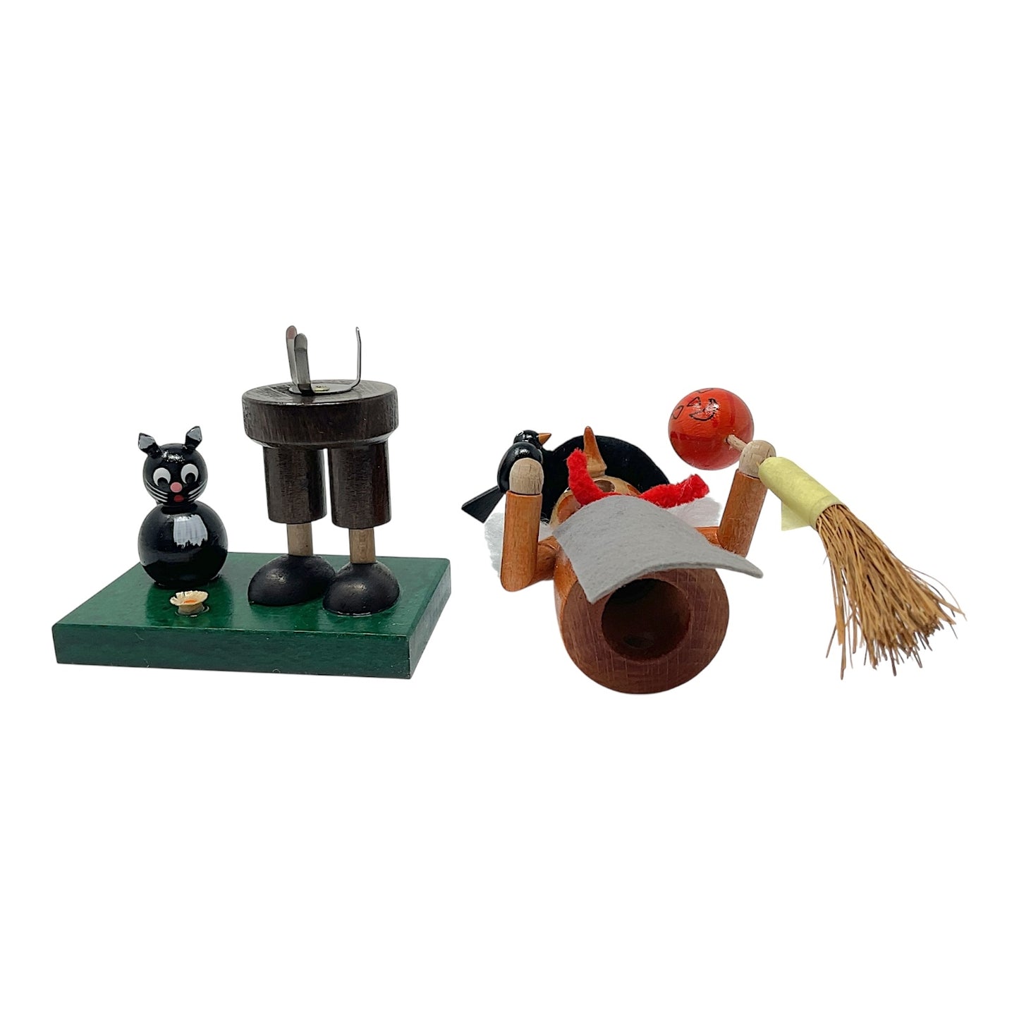 Pinnacle Peak Trading German Wood Mini Smoker Halloween Witch with Cat Incense Smoker Burner 6 Inch