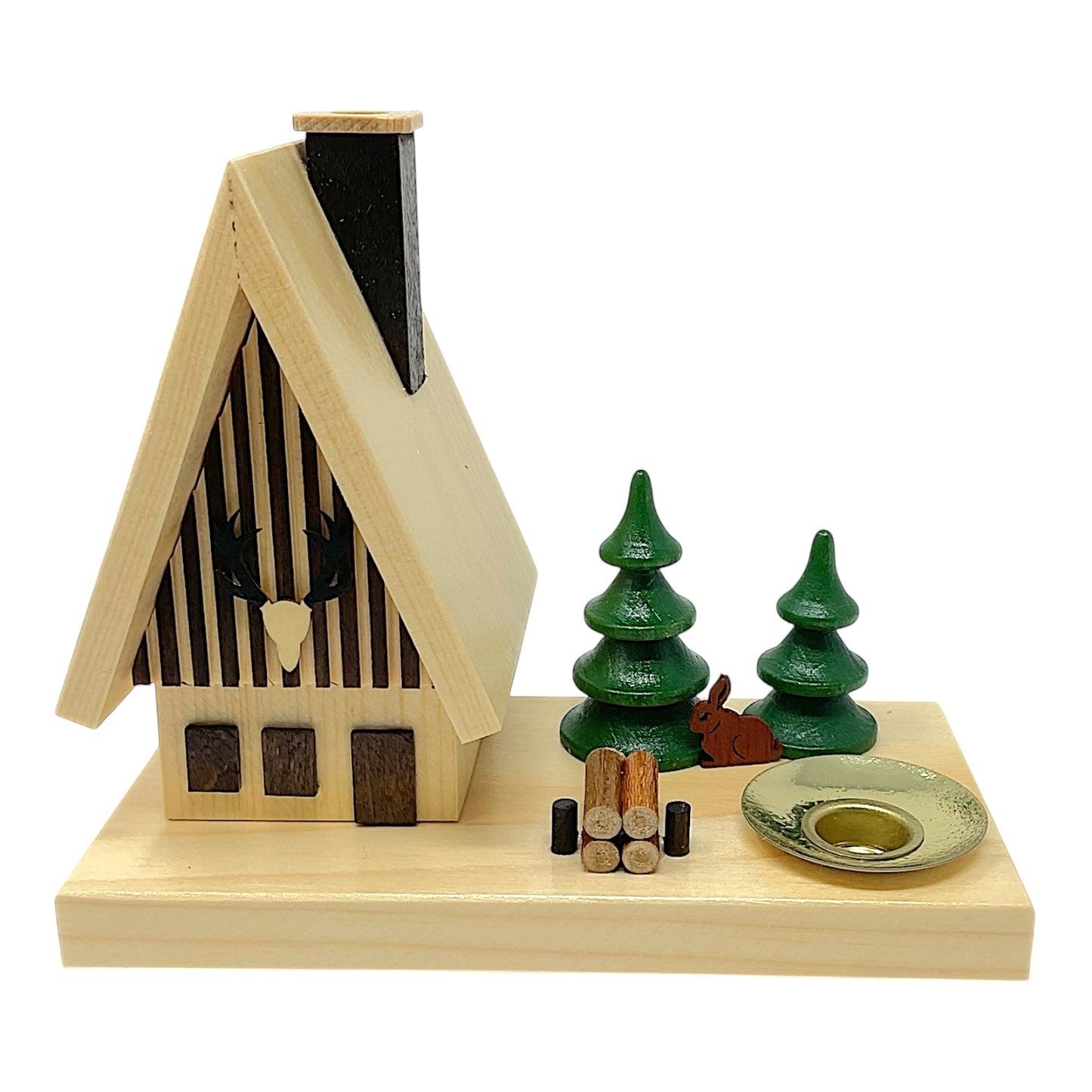 Pinnacle Peak Trading German Wood Forest Smokehouse with Rabbit Incense Smoker and Candle Holder