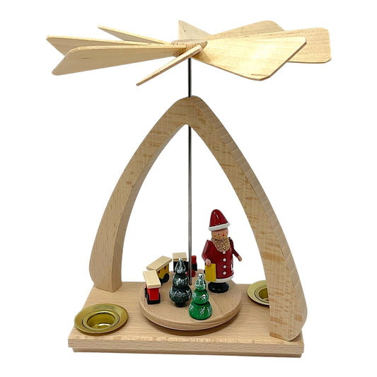 Pinnacle Peak Trading Santa with Train German Wood Christmas Pyramid 6.7 Inch