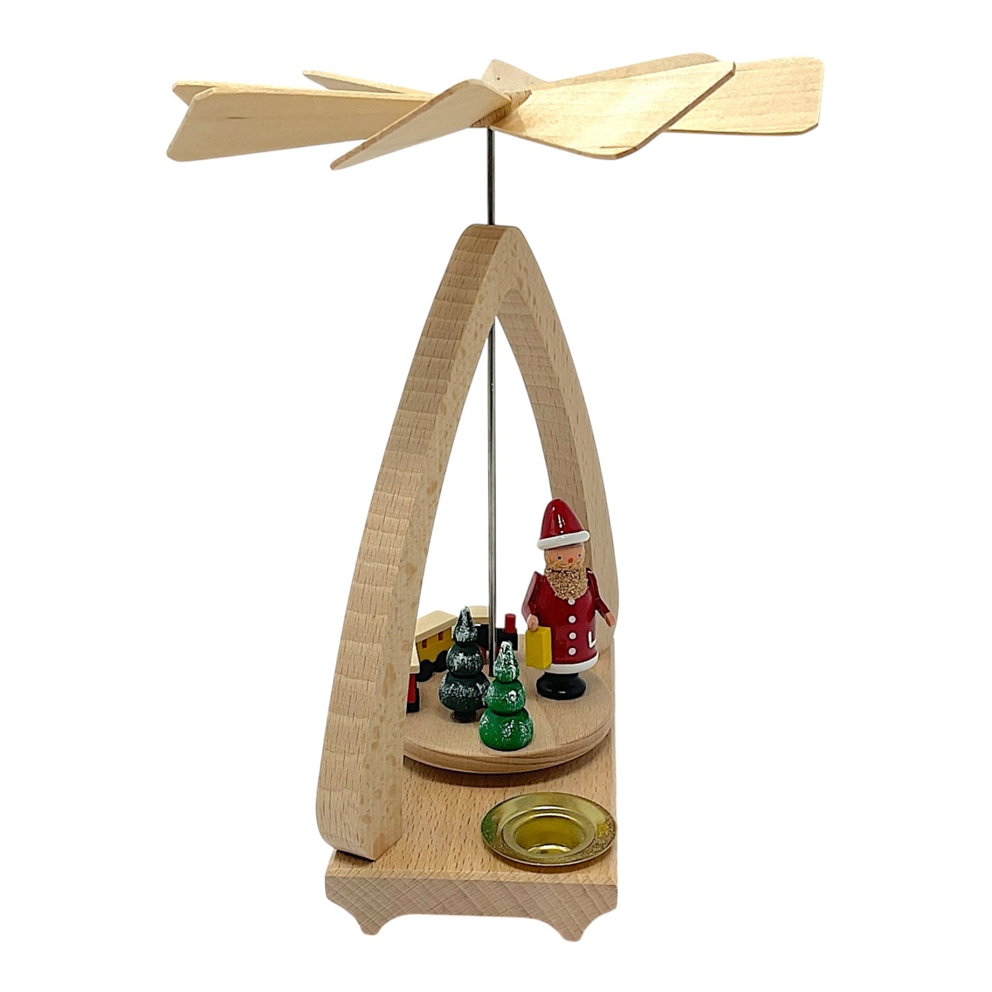 Pinnacle Peak Trading Santa with Train German Wood Christmas Pyramid 6.7 Inch