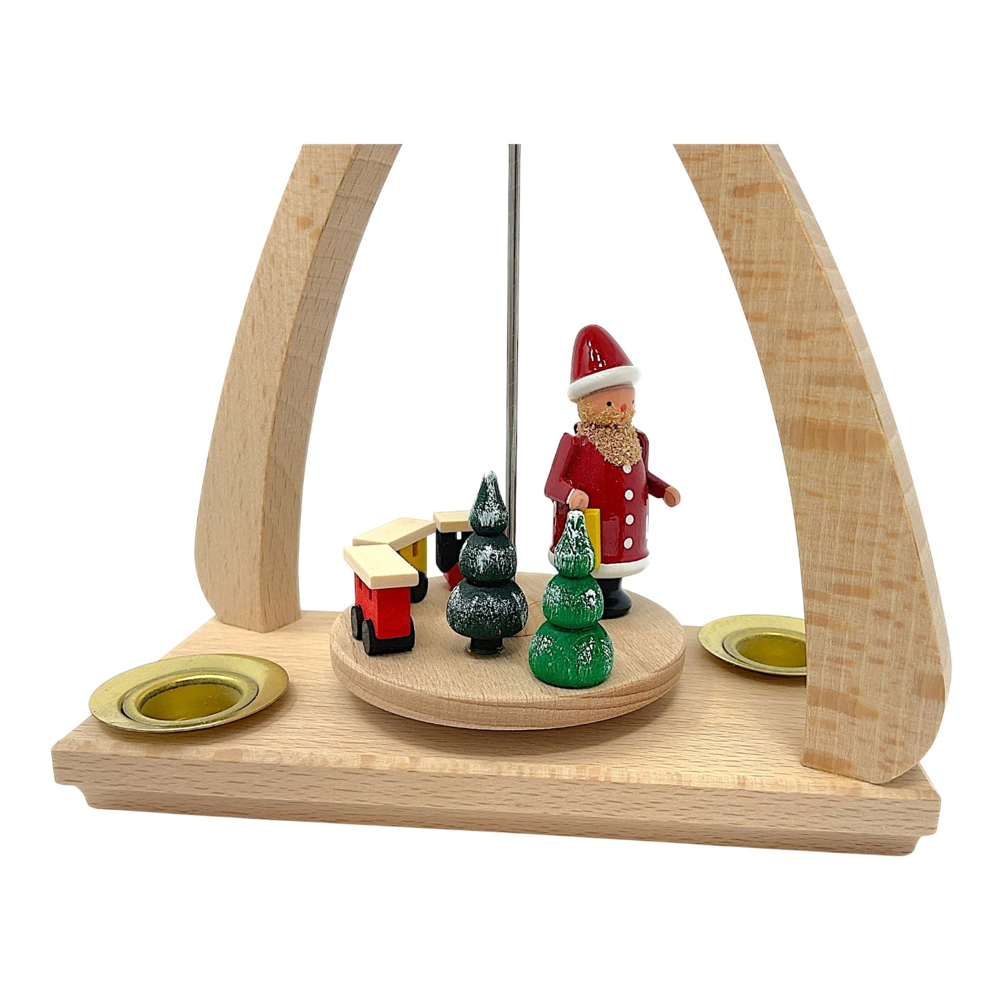Pinnacle Peak Trading Santa with Train German Wood Christmas Pyramid 6.7 Inch