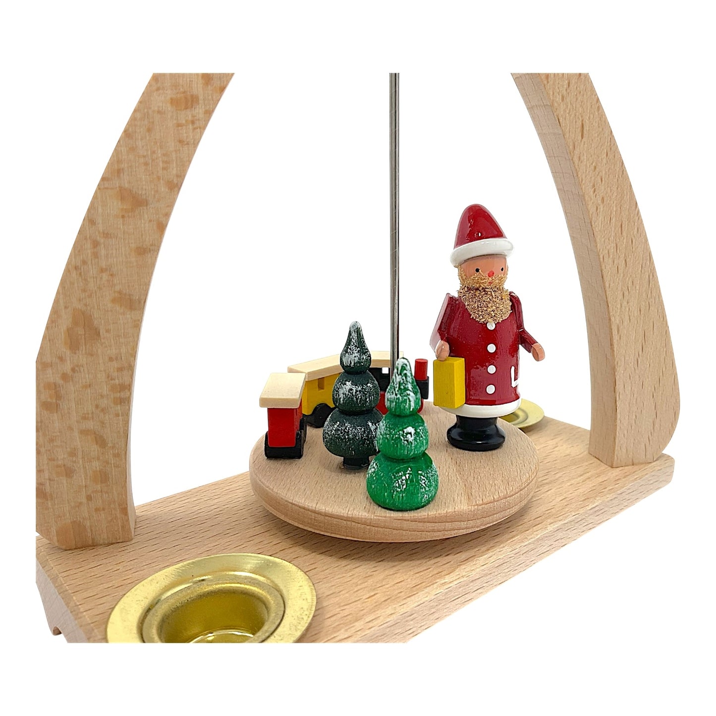 Pinnacle Peak Trading Santa with Train German Wood Christmas Pyramid 6.7 Inch