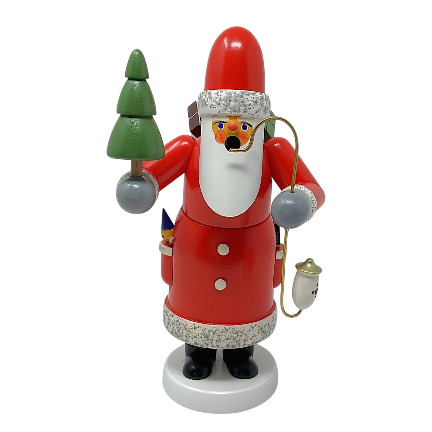 Pinnacle Peak Trading Santa Claus with Tree German Wood Christmas Incense Smoker Decoration 7 Inch
