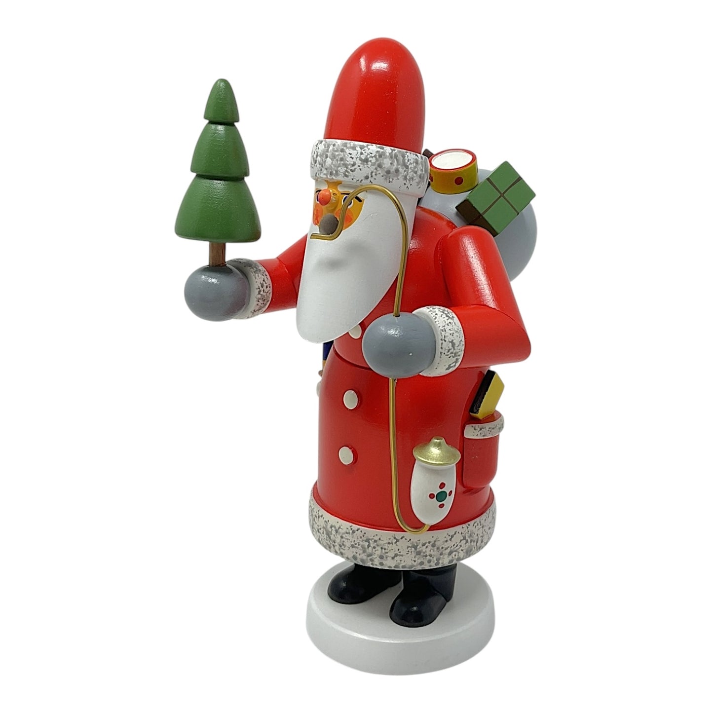 Pinnacle Peak Trading Santa Claus with Tree German Wood Christmas Incense Smoker Decoration 7 Inch
