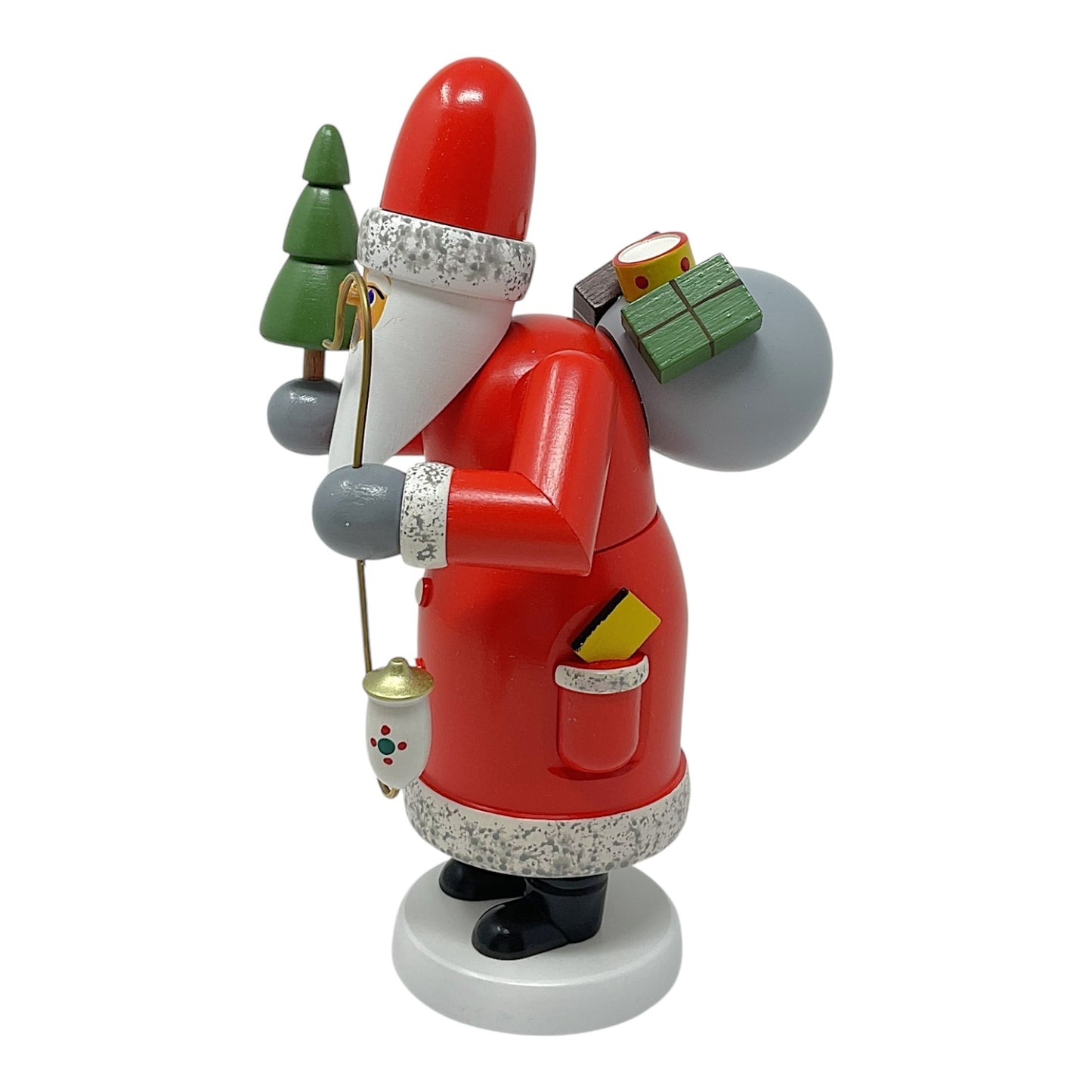 Pinnacle Peak Trading Santa Claus with Tree German Wood Christmas Incense Smoker Decoration 7 Inch