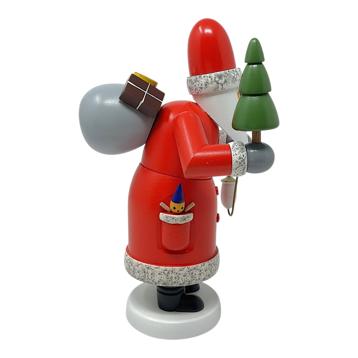 Pinnacle Peak Trading Santa Claus with Tree German Wood Christmas Incense Smoker Decoration 7 Inch