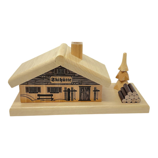 Pinnacle Peak Trading German Wood Ski Hut Smokehouse with Tree Incense Smoker Burner